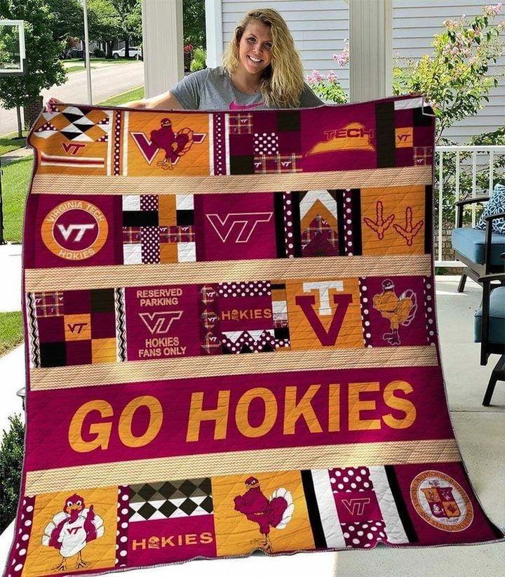 ncaa virginia tech hokies maroon gold quilt fleece blanket wfqf648 tqmwx