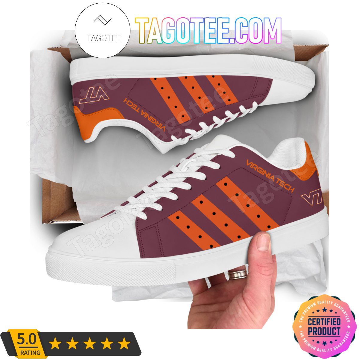 ncaa virginia tech hokies maroon orange stan smith shoes ihfxm