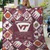 ncaa virginia tech hokies maroon white quilt fleece blanket v2 wfqf649 dbanj