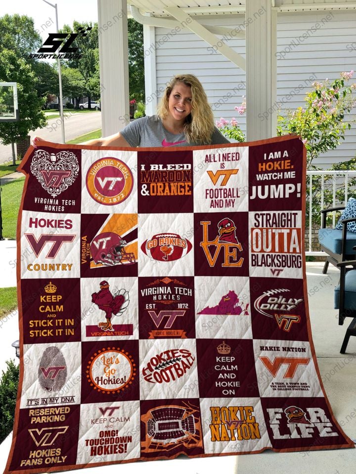 ncaa virginia tech hokies maroon white quilt fleece blanket v3 wfqf650 h5mme