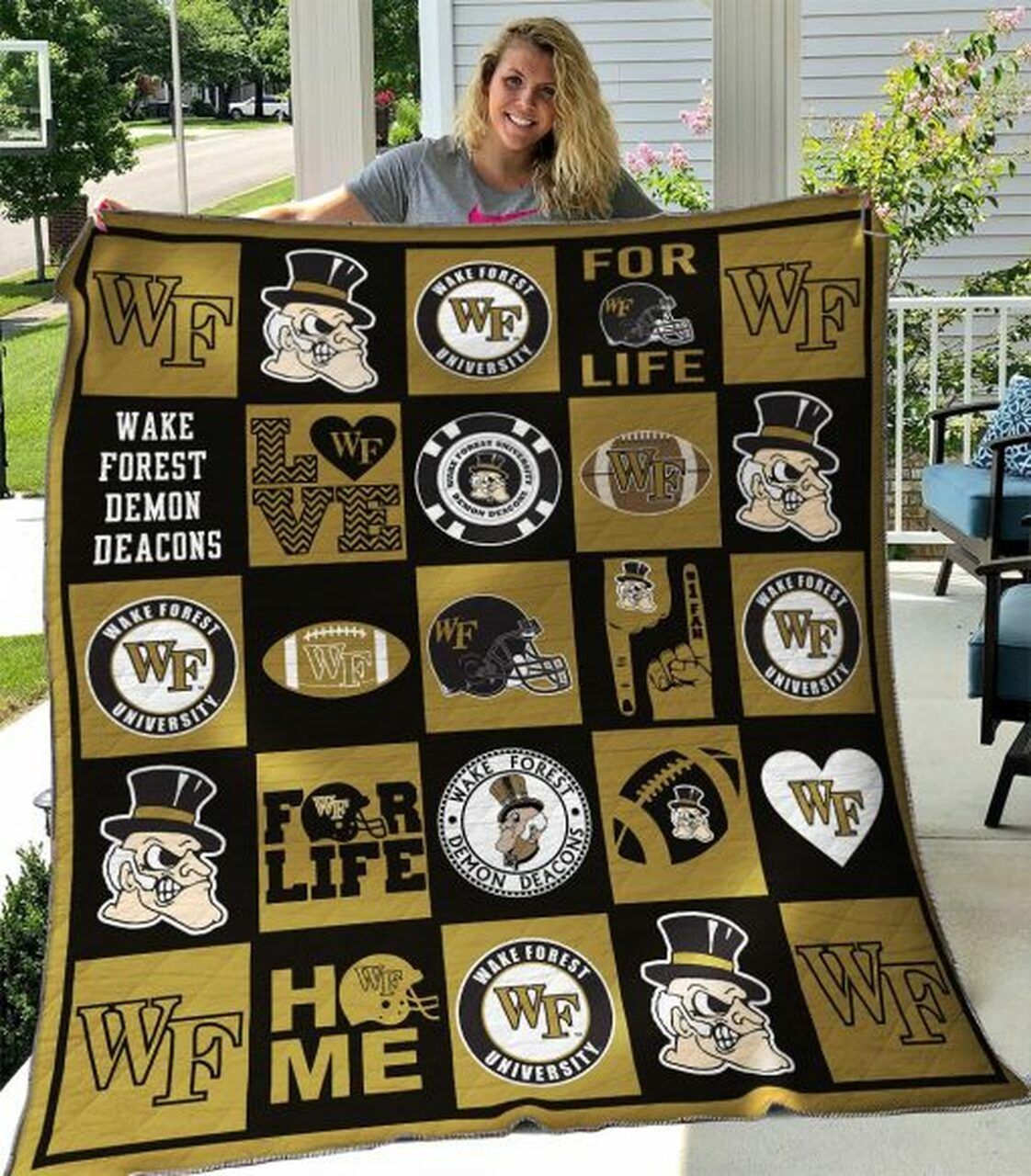 ncaa wake forest demon deacons quilt fleece blanket v3 wfqf654 bbv0b