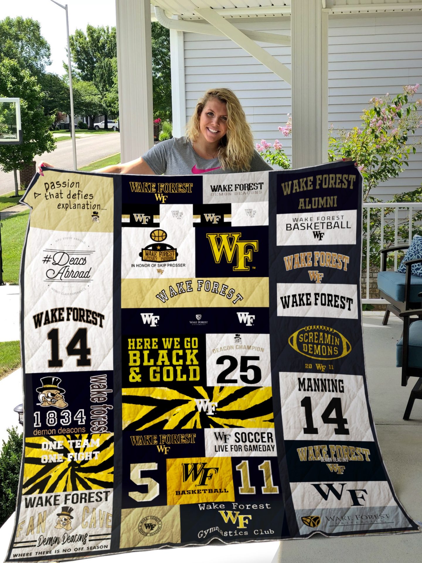 ncaa wake forest demon deacons quilt fleece blanket v4 wfqf655 sgq5g