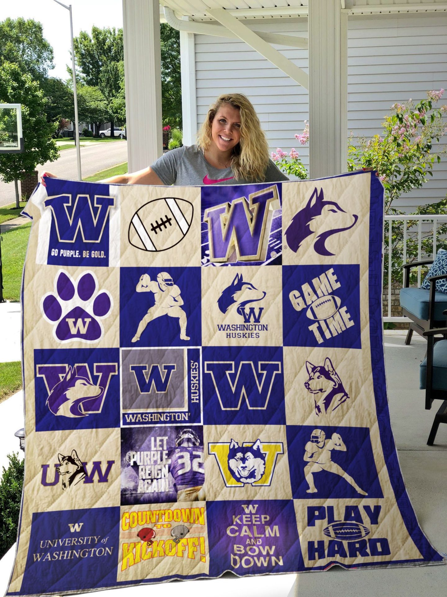 ncaa washington huskies purple gold quilt fleece blanket v2 wfqf660 irrd7