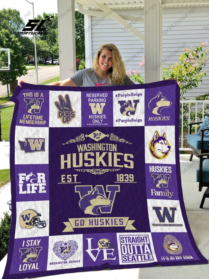 ncaa washington huskies purple white est 1839 quilt fleece blanket wfqf664 lcitn