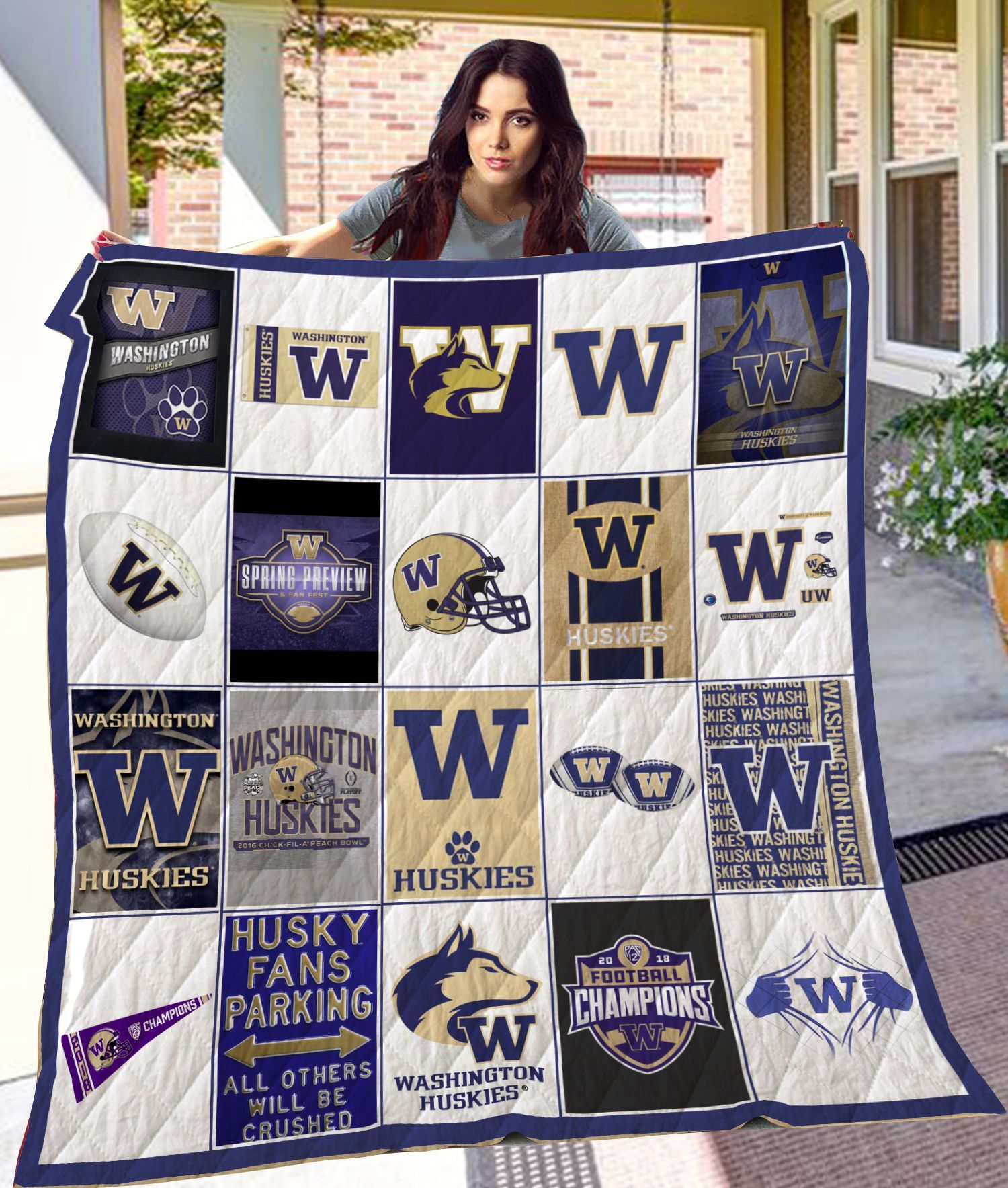 ncaa washington huskies purple white quilt fleece blanket v2 wfqf665 ln2rq