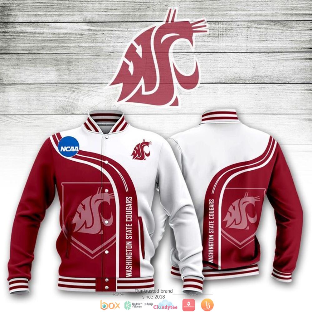 ncaa washington state cougars baseball jacket button up zipper hooded all over print 6typn