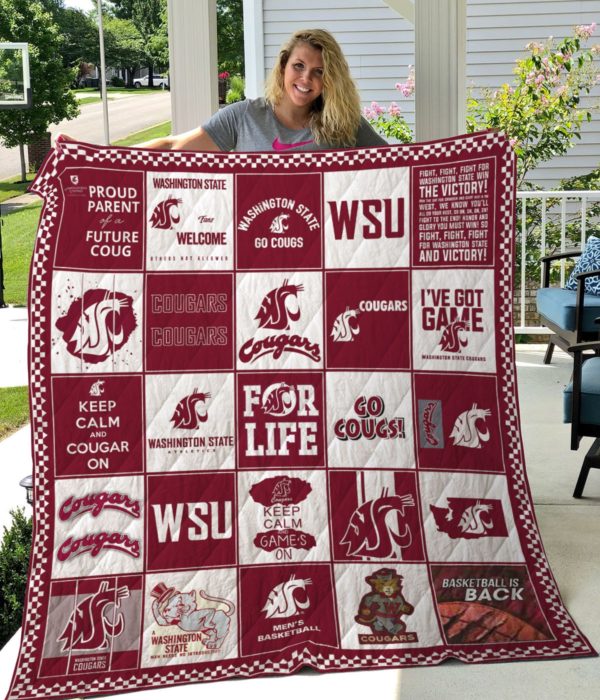 ncaa washington state cougars keep calm and cougars on quilt fleece blanket v3 wfqf668 z1arb