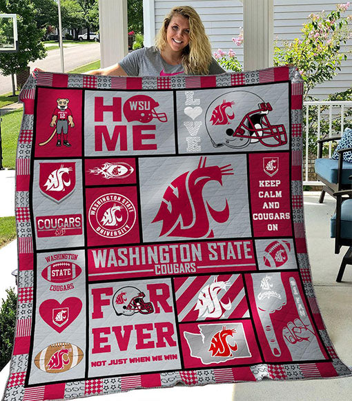 ncaa washington state cougars keep calm and cougars on quilt fleece blanket wfqf670 lyjyr