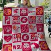 ncaa washington state cougars red grey basket ball quilt fleece blanket wfqf673 wcfn8