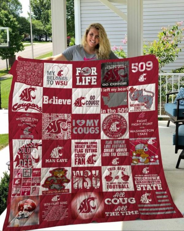 ncaa washington state cougars red touch down quilt fleece blanket wfqf674 zhrm3