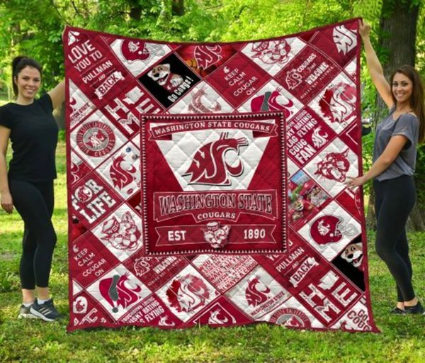 ncaa washington state cougars red white est 1890 quilt fleece blanket wfqf675 d7lvu