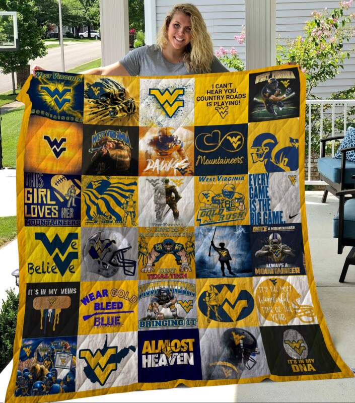 ncaa west virginia mountaineers gold black quilt fleece blanket wfqf682 fki8j