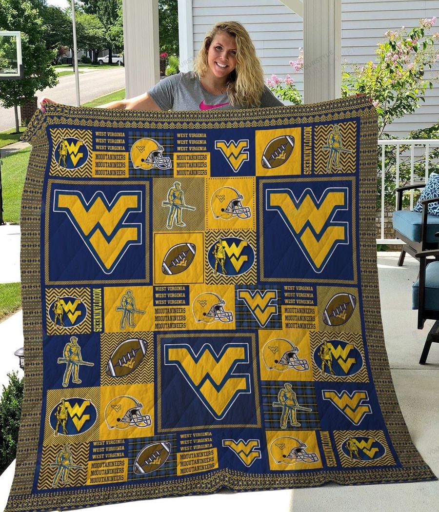 ncaa west virginia mountaineers quilt fleece blanket wfqf684 xud3i