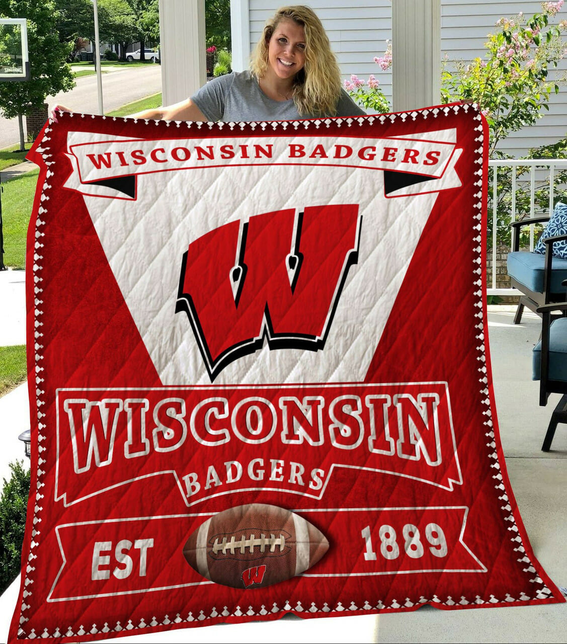 ncaa wisconsin badgers est 1889 quilt fleece blanket wfqf686 nmu6j