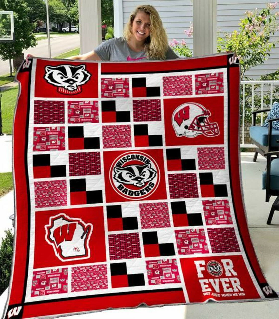 ncaa wisconsin badgers quilt fleece blanket v3 wfqf698 gtwxj