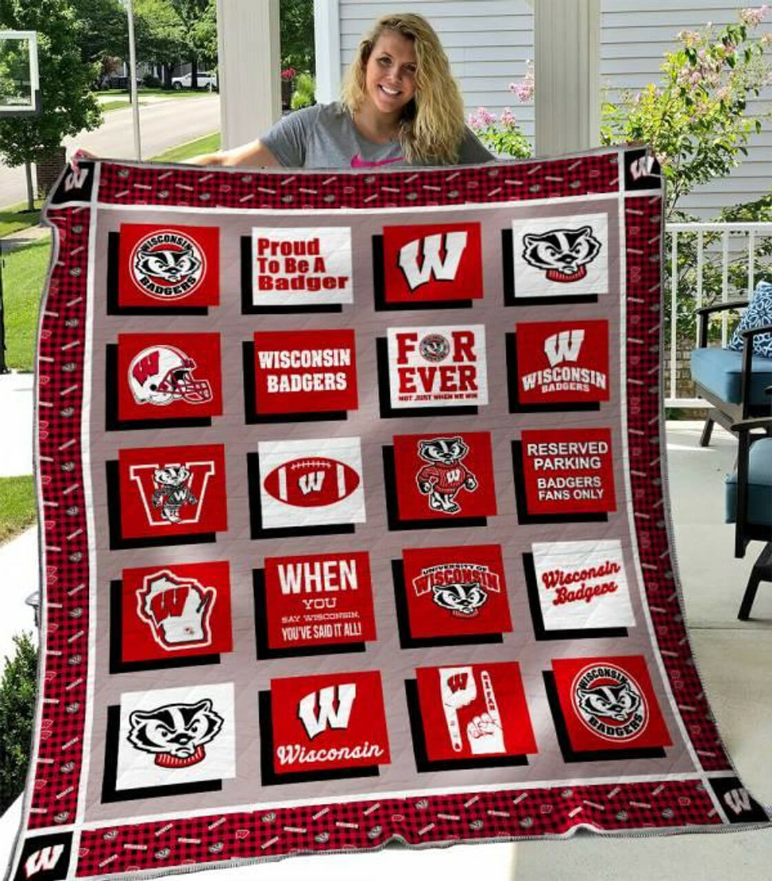 ncaa wisconsin badgers quilt fleece blanket v4 wfqf699 hxphl