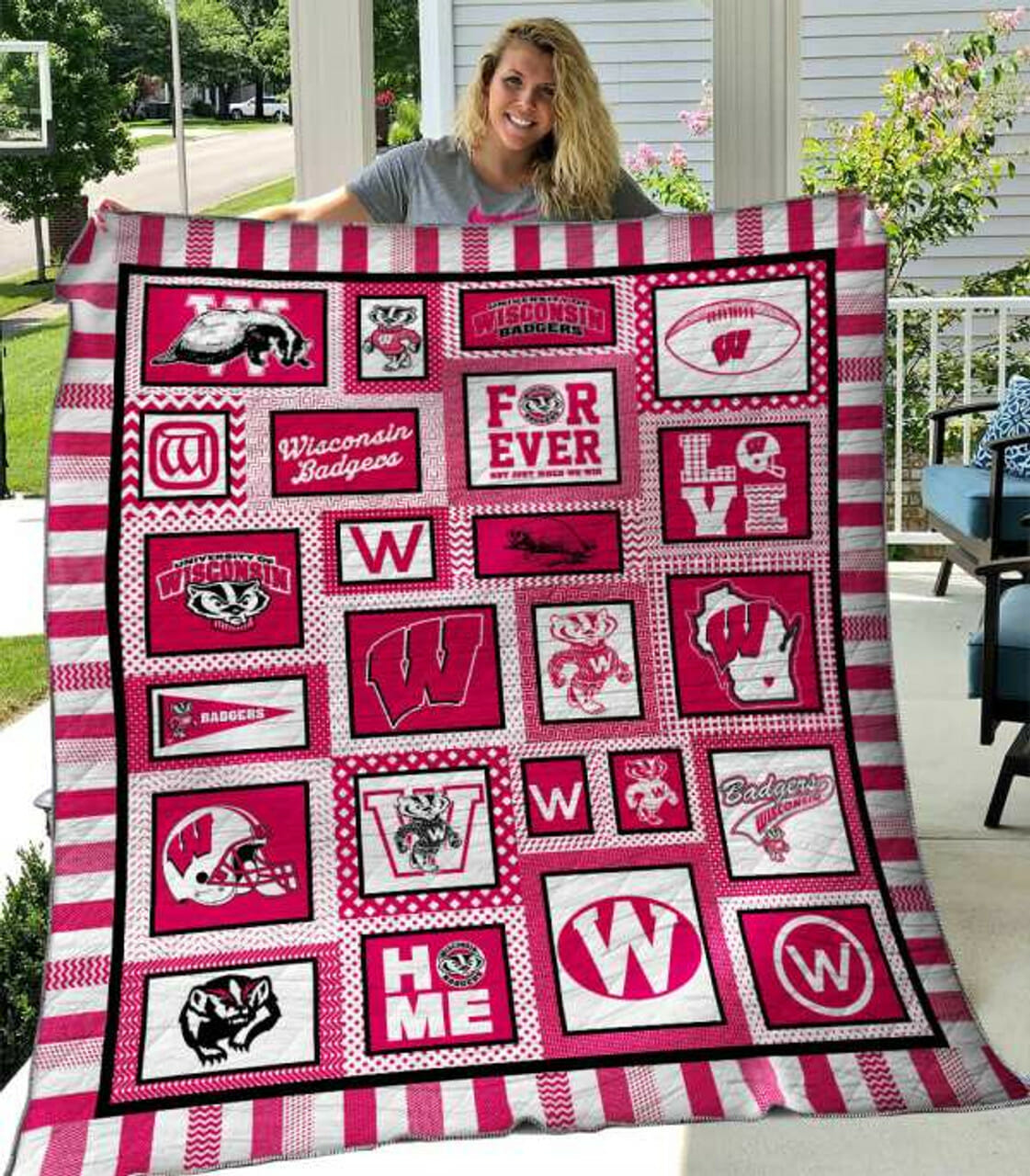 ncaa wisconsin badgers quilt fleece blanket v5 wfqf700 9vouy