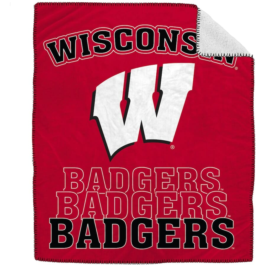 ncaa wisconsin badgers quilt fleece blanket v8 wfqf703 vv6eo