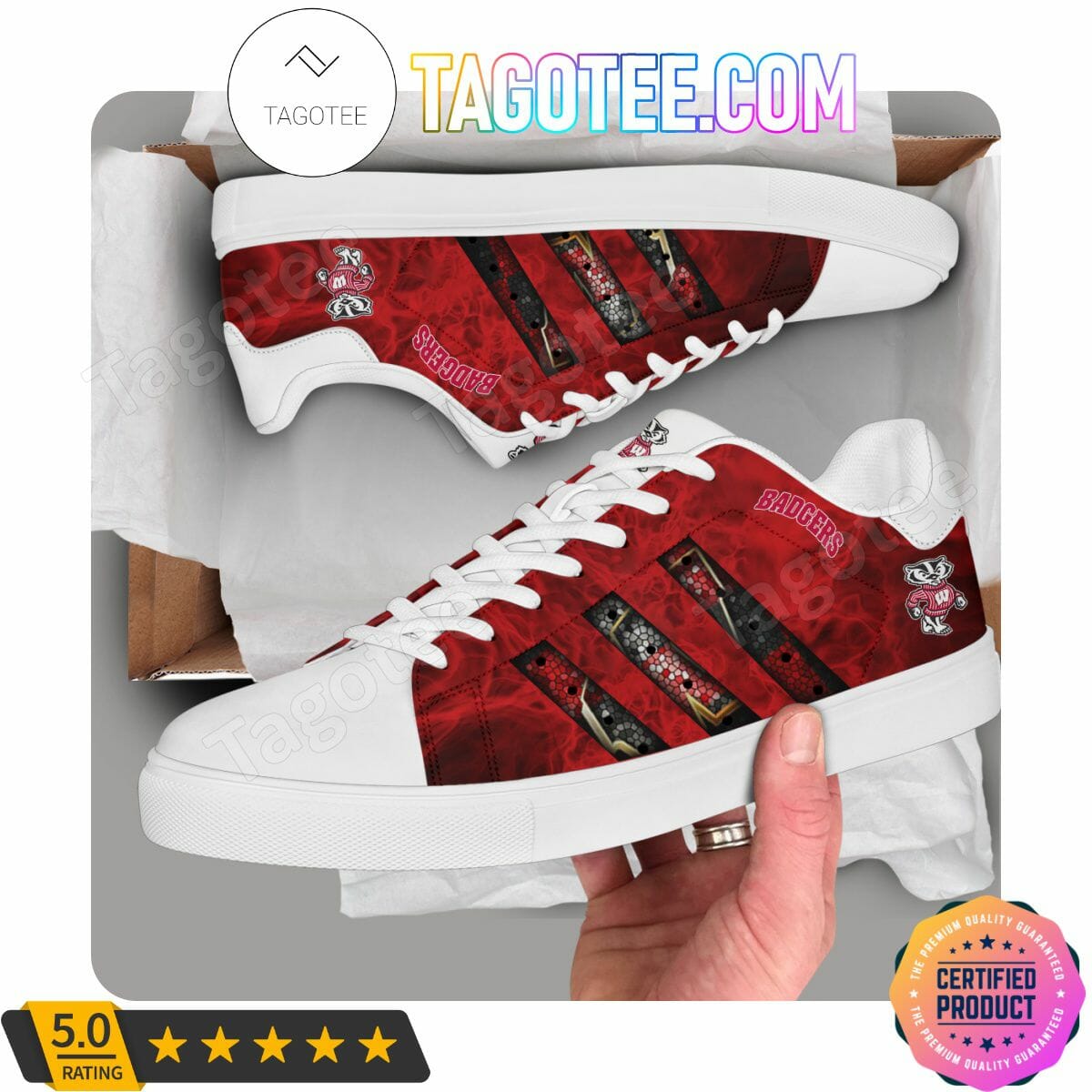 ncaa wisconsin badgers red stan smith shoes xjnuz