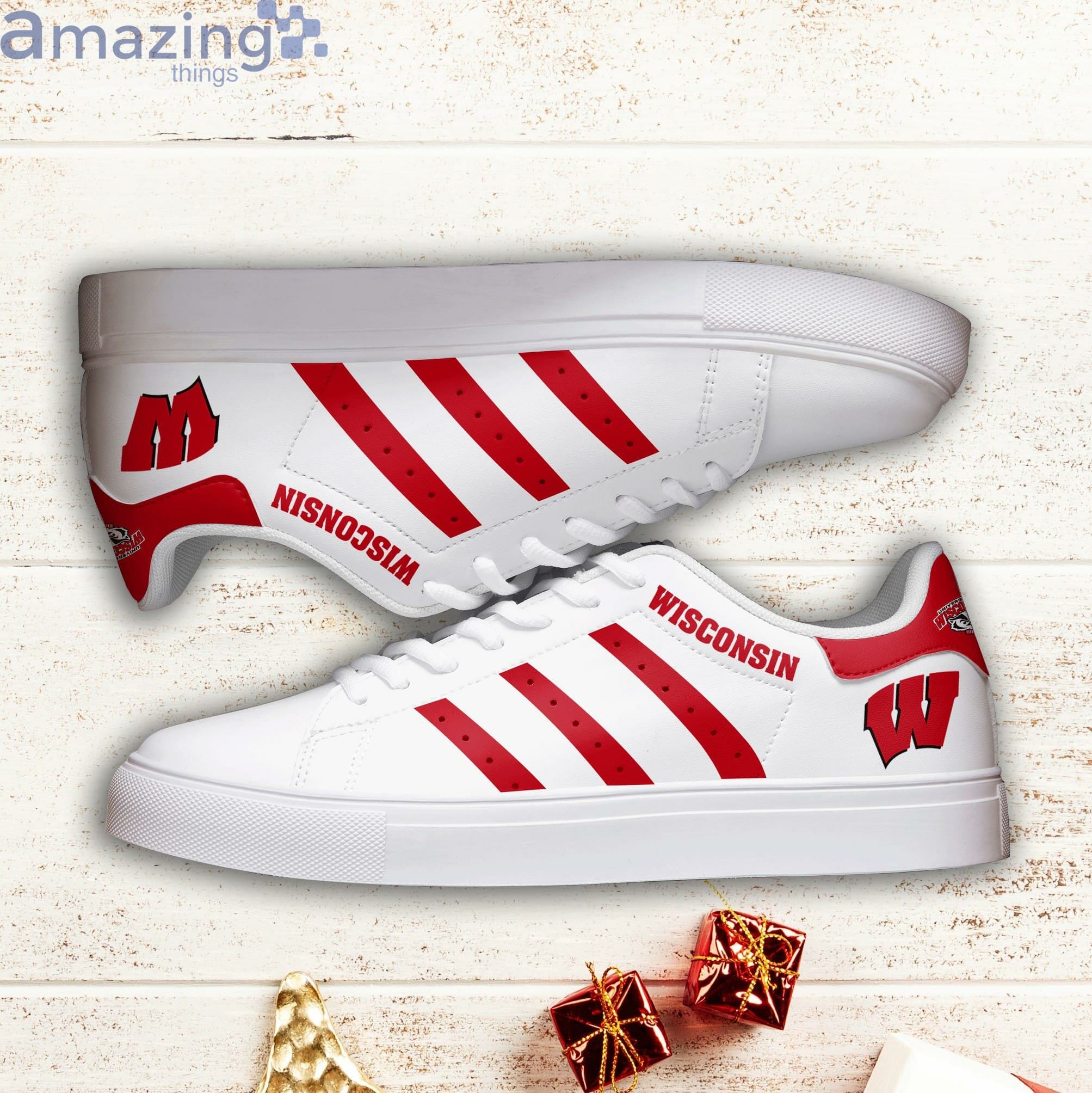 ncaa wisconsin badgers white stan smith shoes b5bq8