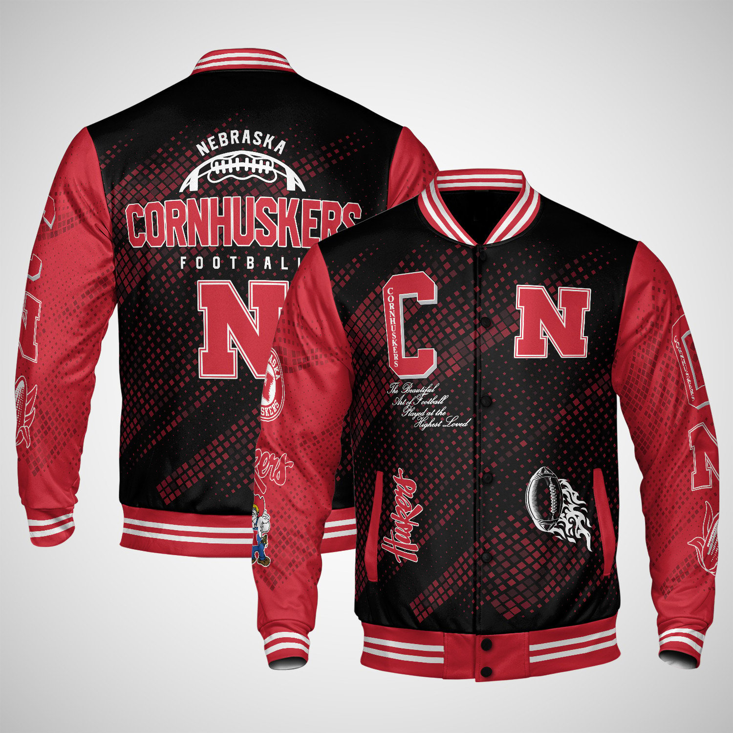 nebraska cornhuskers varsity jacket baseball jacket all over print wf tq3y8