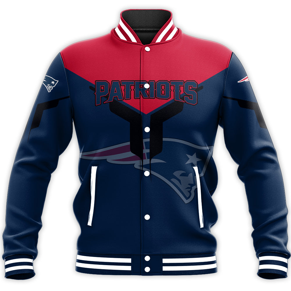 new england patriots baseball jacket button up zipper hooded all over print drinking style nfl eozid