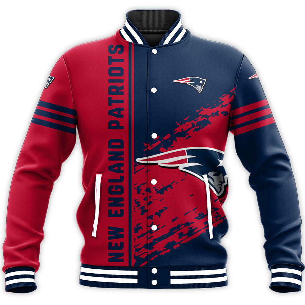 new england patriots baseball jacket button up zipper hooded all over print quarter style nfl ihqp3