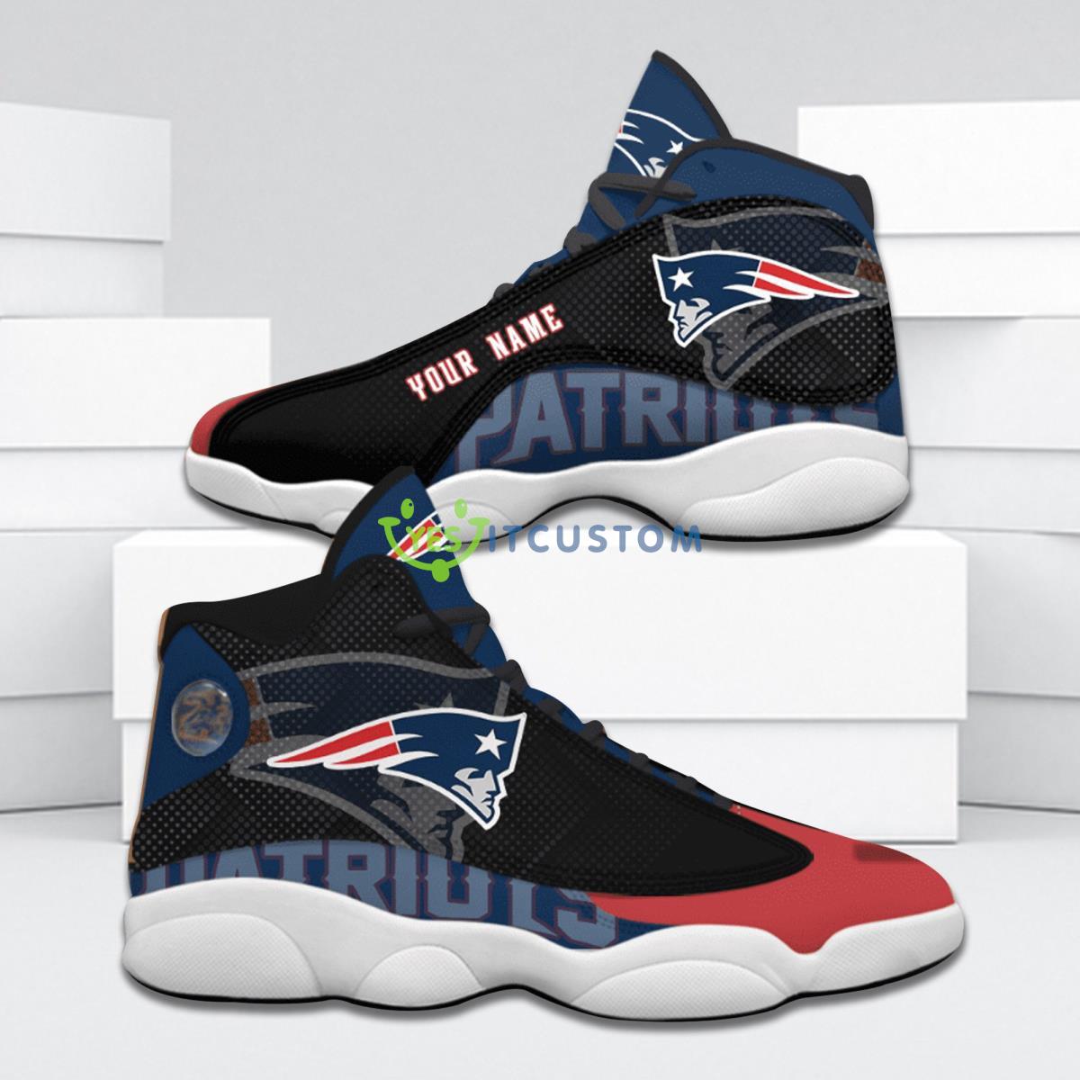 new england patriots football team best custom name air jordan 13 shoes for fans