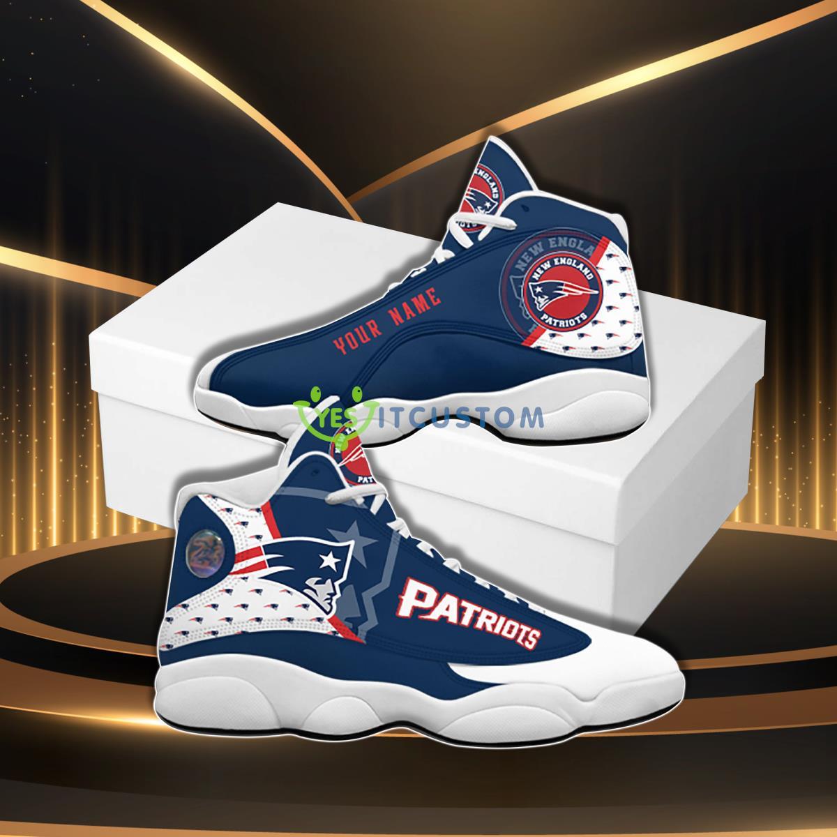 new england patriots football team custom name air jordan 13 sneaker hot design for fans