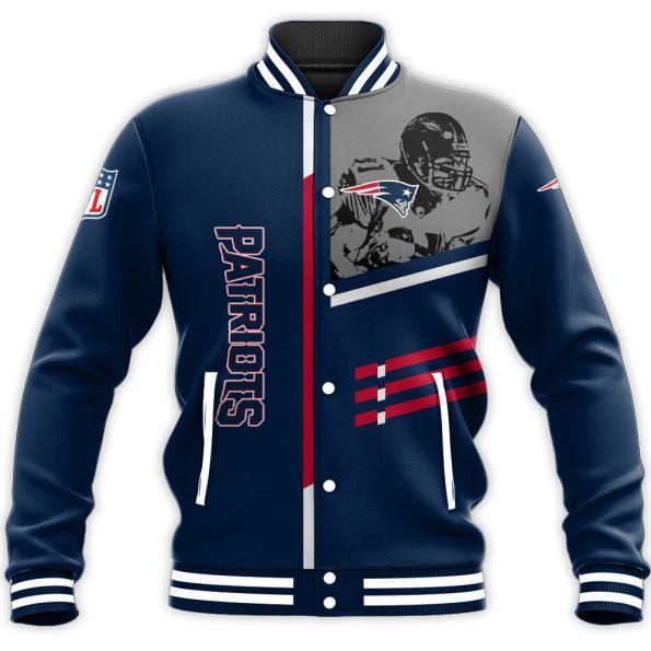 new england patriots nfl football team logo custom name number 3d print baseball varsity jacket baseball jacket all over print tgt84