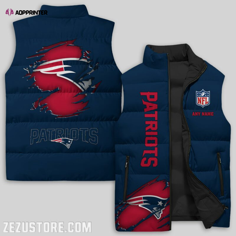 new england patriots nfl sleeveless puffer jacket custom for fans gifts 2