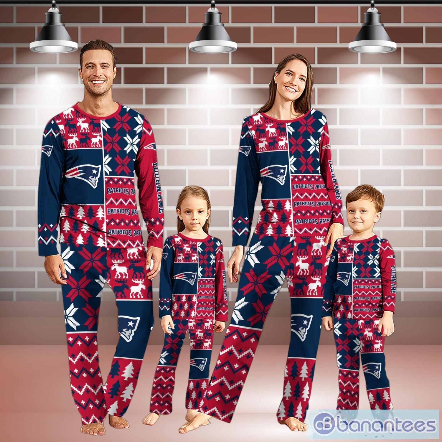 new england patriots pajamas set christmas snowflake pattern pajamas christmas gift for family