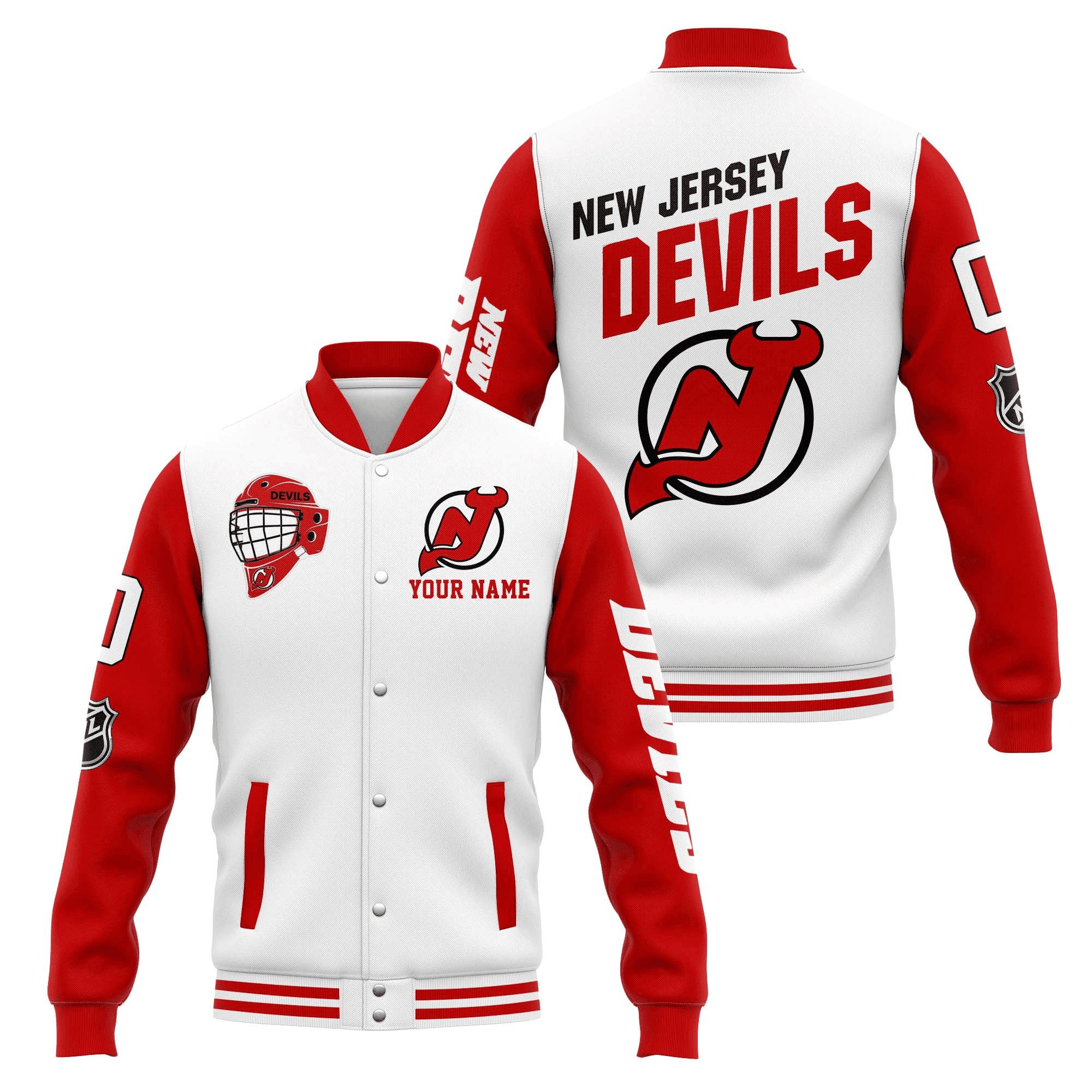 new jersey devils custom name and number nhl baseball baseball varsity jacket baseball jacket all over print gpb3b