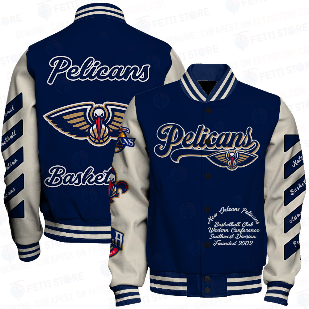 new orleans pelicans nba baseball varsity jacket baseball jacket all over print sfat v14 fe96b