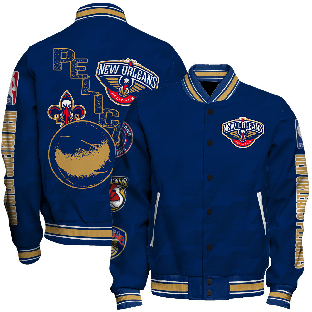 new orleans pelicans new design team color baseball varsity jacket baseball jacket all over print sfat v16 wagnx