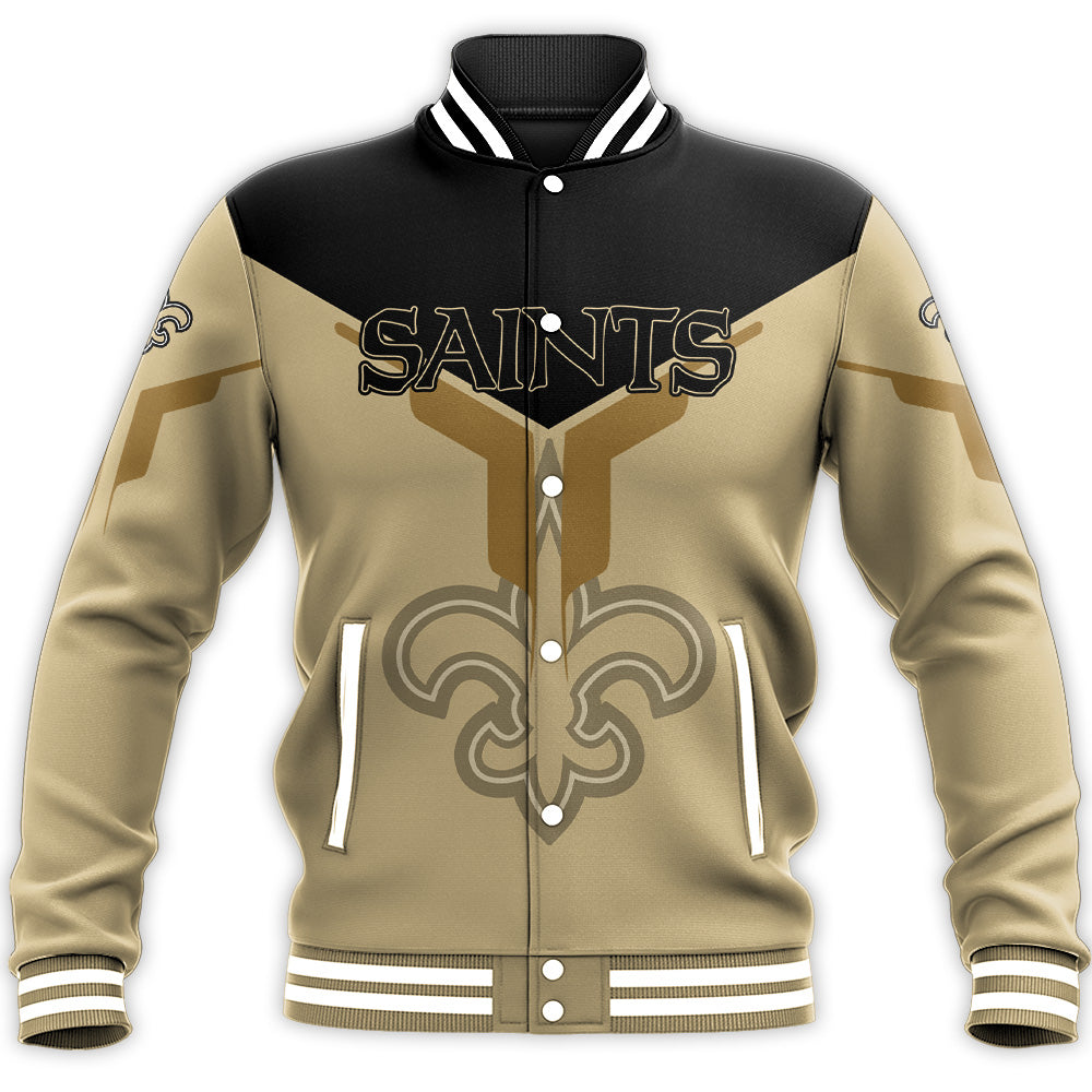 new orleans saints baseball jacket button up zipper hooded all over print drinking style nfl b0ft2