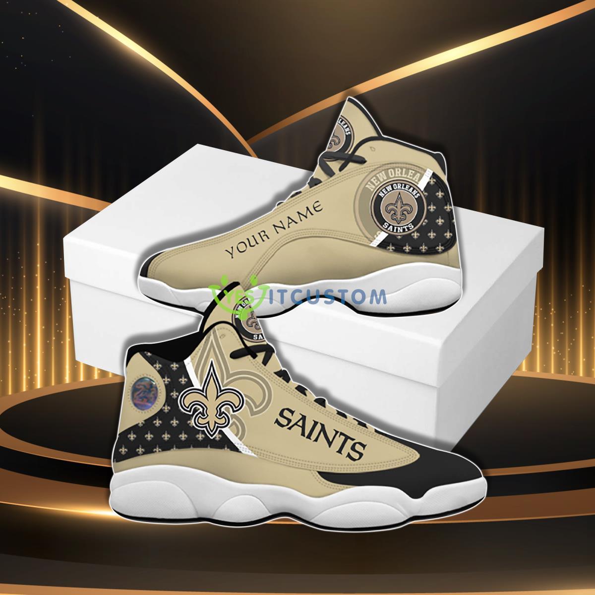 new orleans saints football team custom name air jordan 13 sneaker hot design for fans