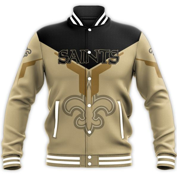 new orleans saints nfl football gold and black 3d print baseball varsity jacket baseball jacket all over print 1z8oa