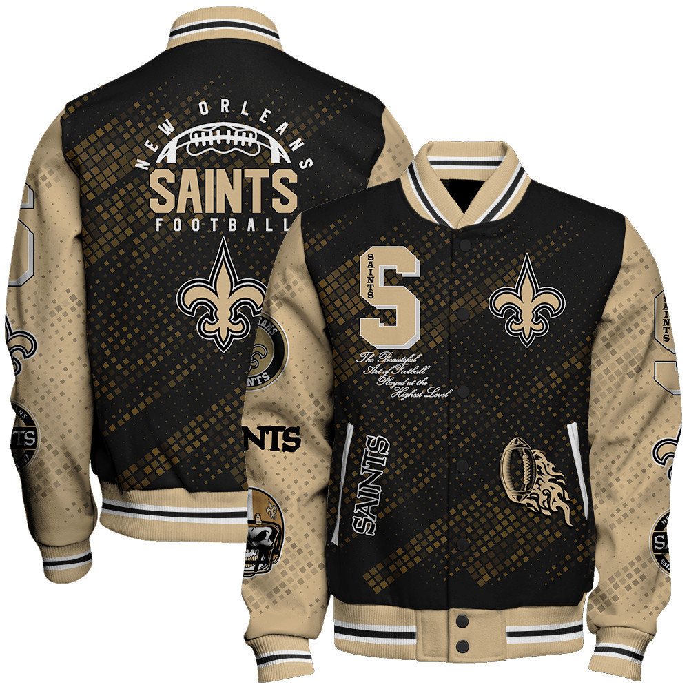 new orleans saints nfl pattern baseball varsity jacket baseball jacket all over print v13 caqoh