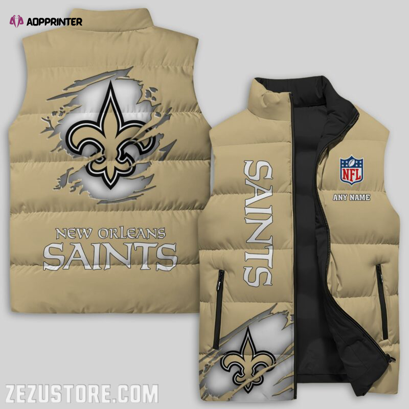 new orleans saints nfl sleeveless puffer jacket custom for fans spj1205