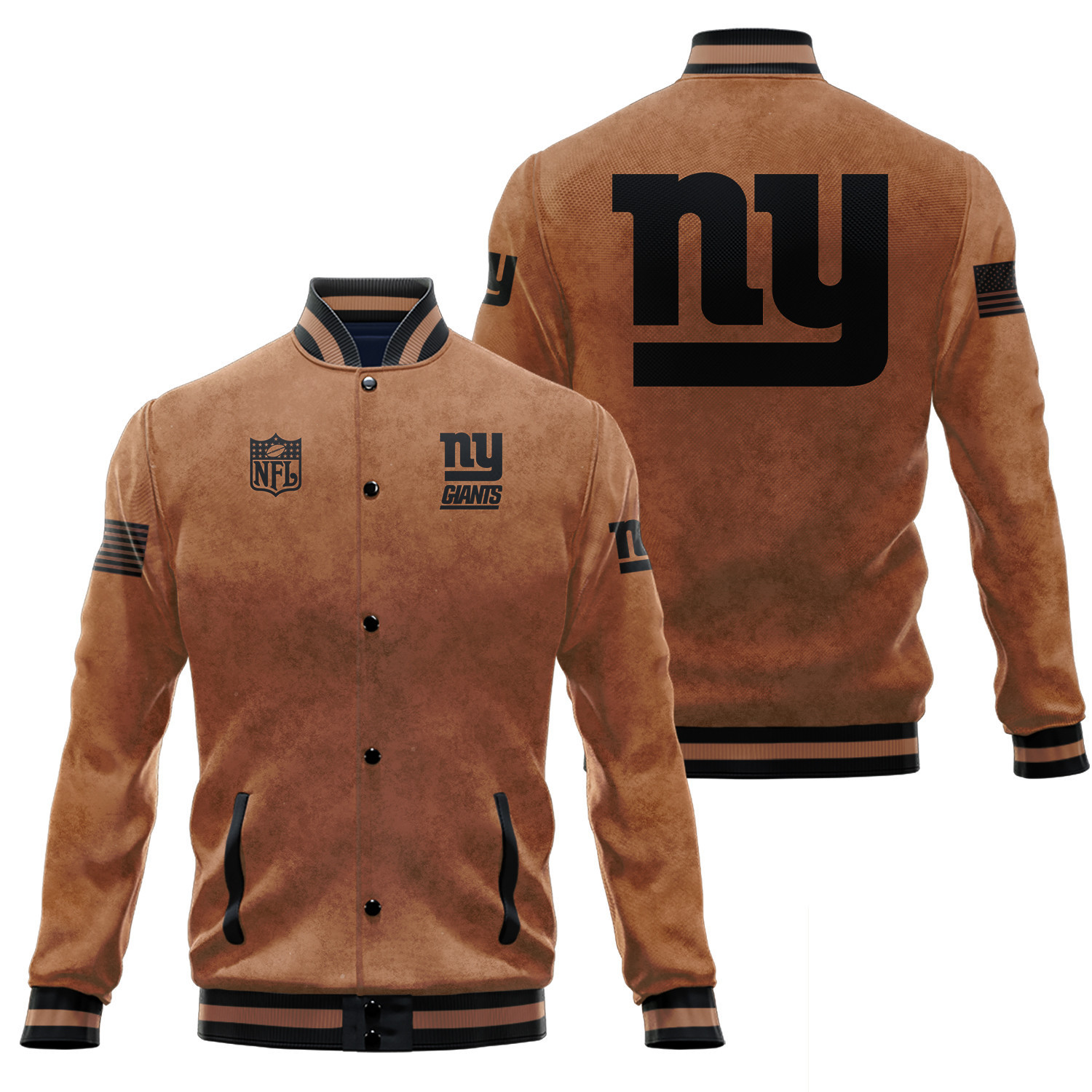 new york giants 2023 salute to service club baseball jacket baseball varsity jacket baseball jacket all over print brown exbub