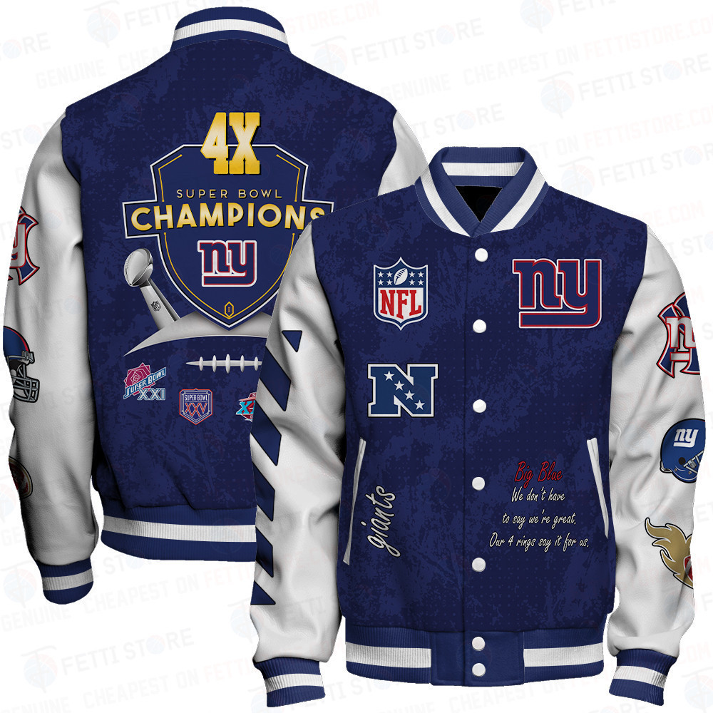 new york giants 4x champions print baseball varsity jacket baseball jacket all over print sfat v9 lnsxw