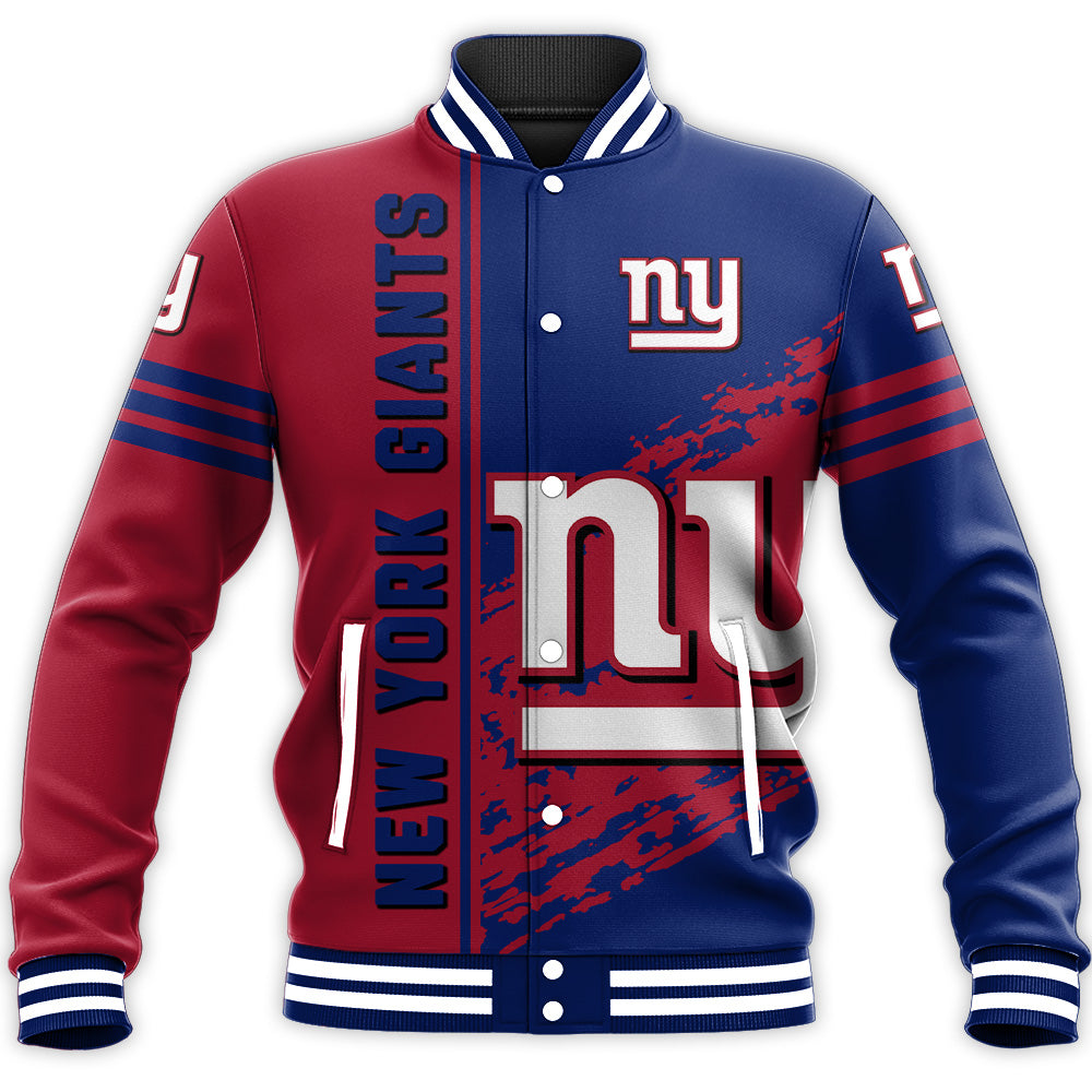 new york giants baseball jacket button up zipper hooded all over print quarter style nfl u7xnb