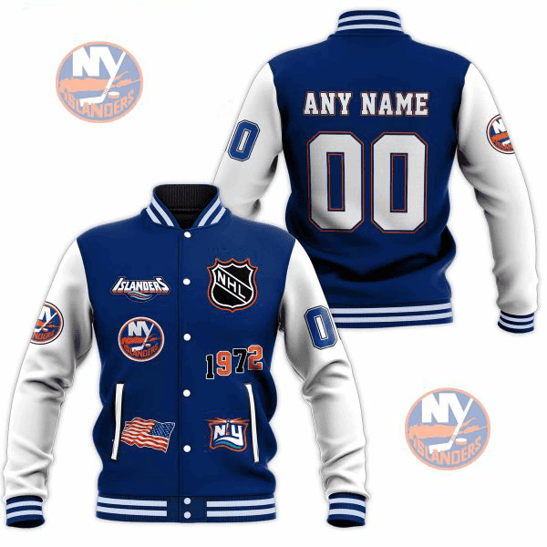 new york islanders nhl custom name and number baseball varsity jacket baseball jacket all over print dmwjw