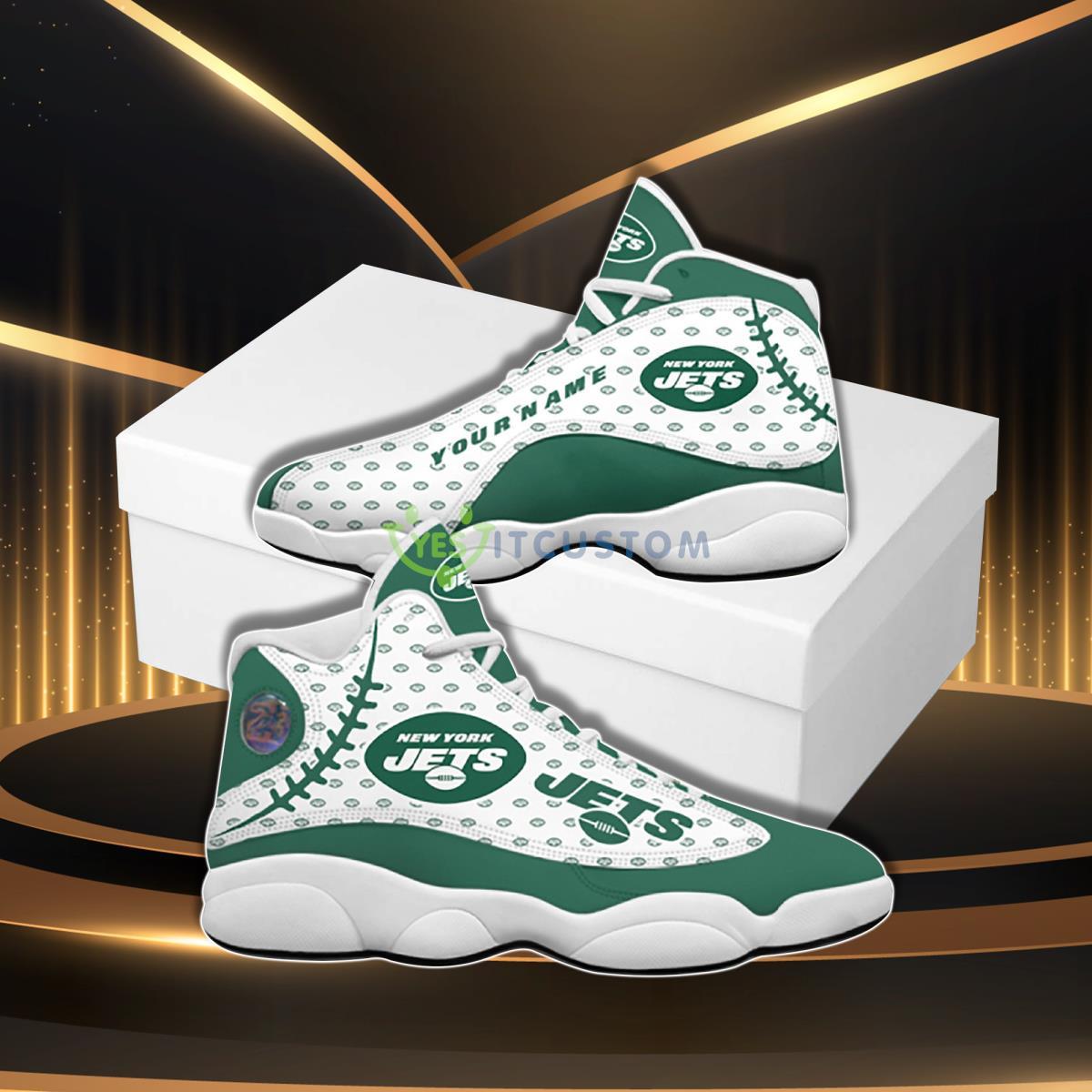 new york jets football team best custom name air jordan 13 sneaker