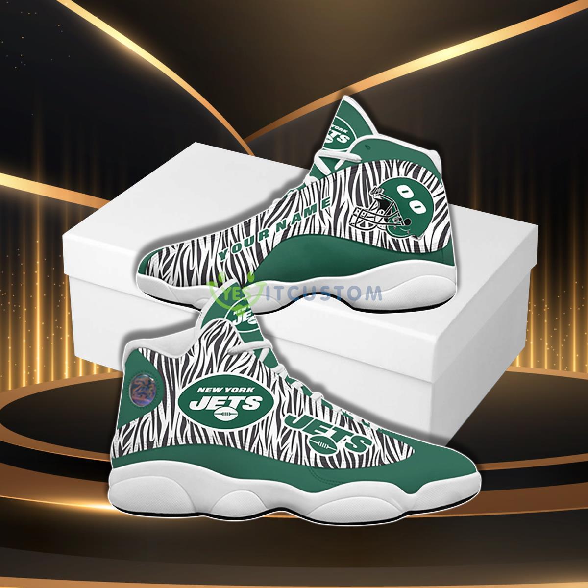 new york jets football team custom namenumber air jordan 13 sneaker hot design for fans