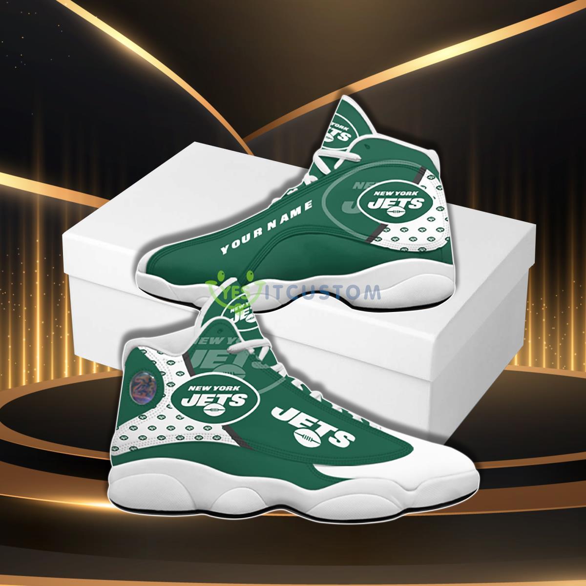 new york jets football team hot custom name air jordan 13 sneaker