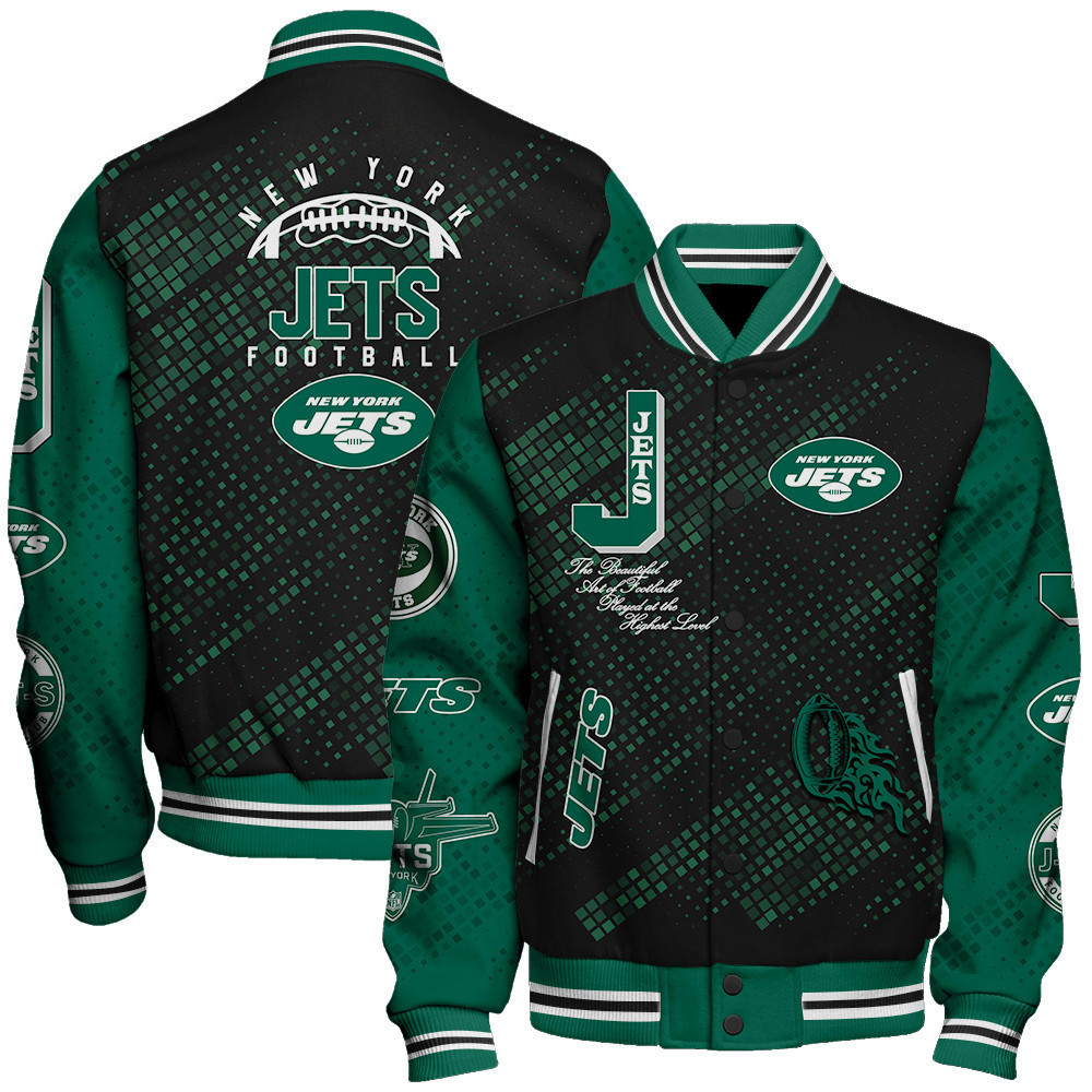 new york jets nfl pattern baseball varsity jacket baseball jacket all over print v13 c9vnf