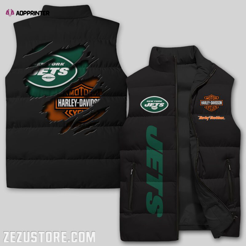 new york jets nfl sleeveless puffer jacket custom for fans spj1047