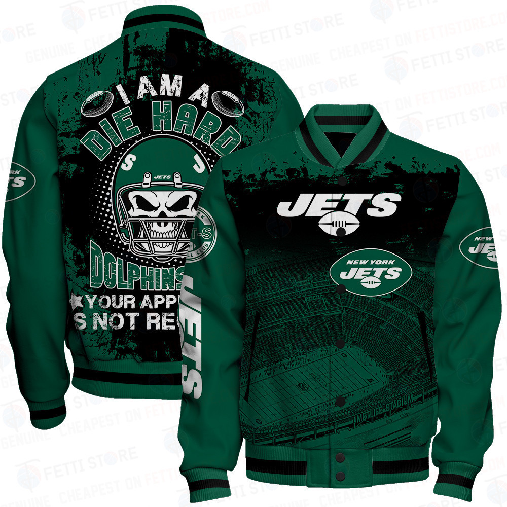 new york jets skull helmet halloween pattern baseball varsity jacket baseball jacket all over print ehszc